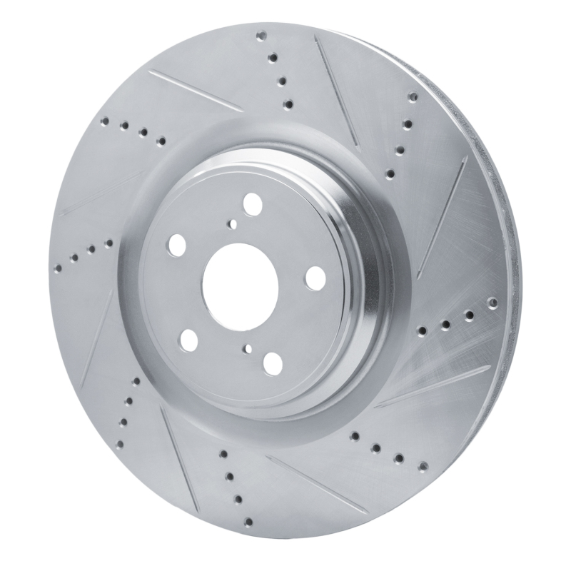 Lexus LS460 Brake Rotor (1) - Right Front - R1 Concepts - Drilled & Slotted - Silver - `10-`17